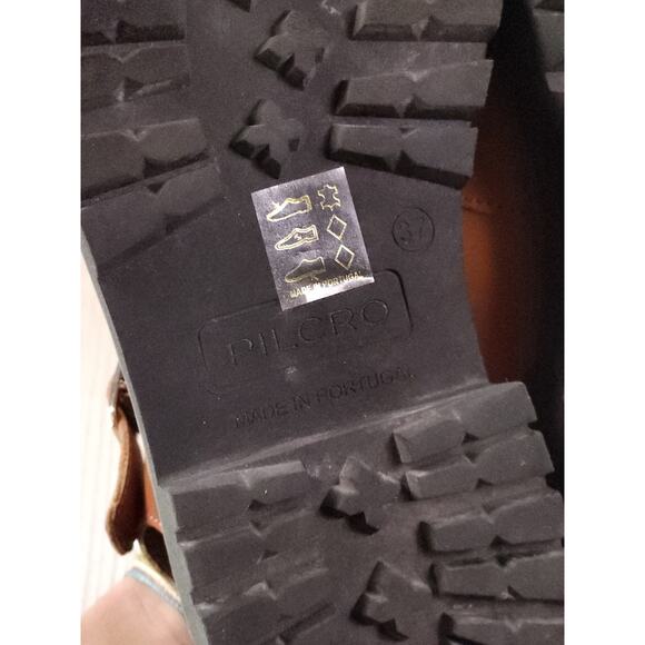 Pilcro by Anthropologie Leather Platform Sandals Lug Sole Brown Size 37 - Picture 5 of 10